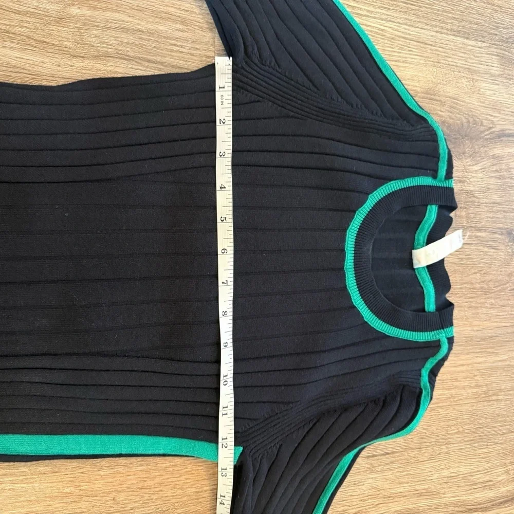 Daily Practice Anthropology Long-Sleeve Black Green Sporty Party Sweater Dress S